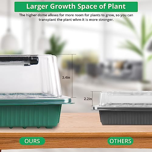 2 Pack 80 Cells Seed Starter Tray with Grow Light and Humidity Dome G32540