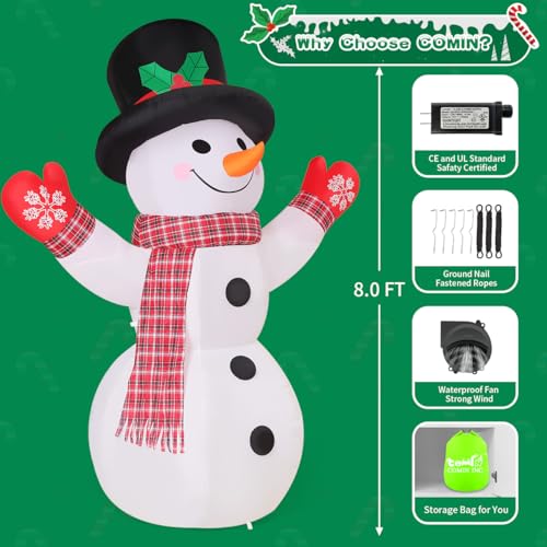 8 FT Inflatable Snowman with Built-in LEDs R6010