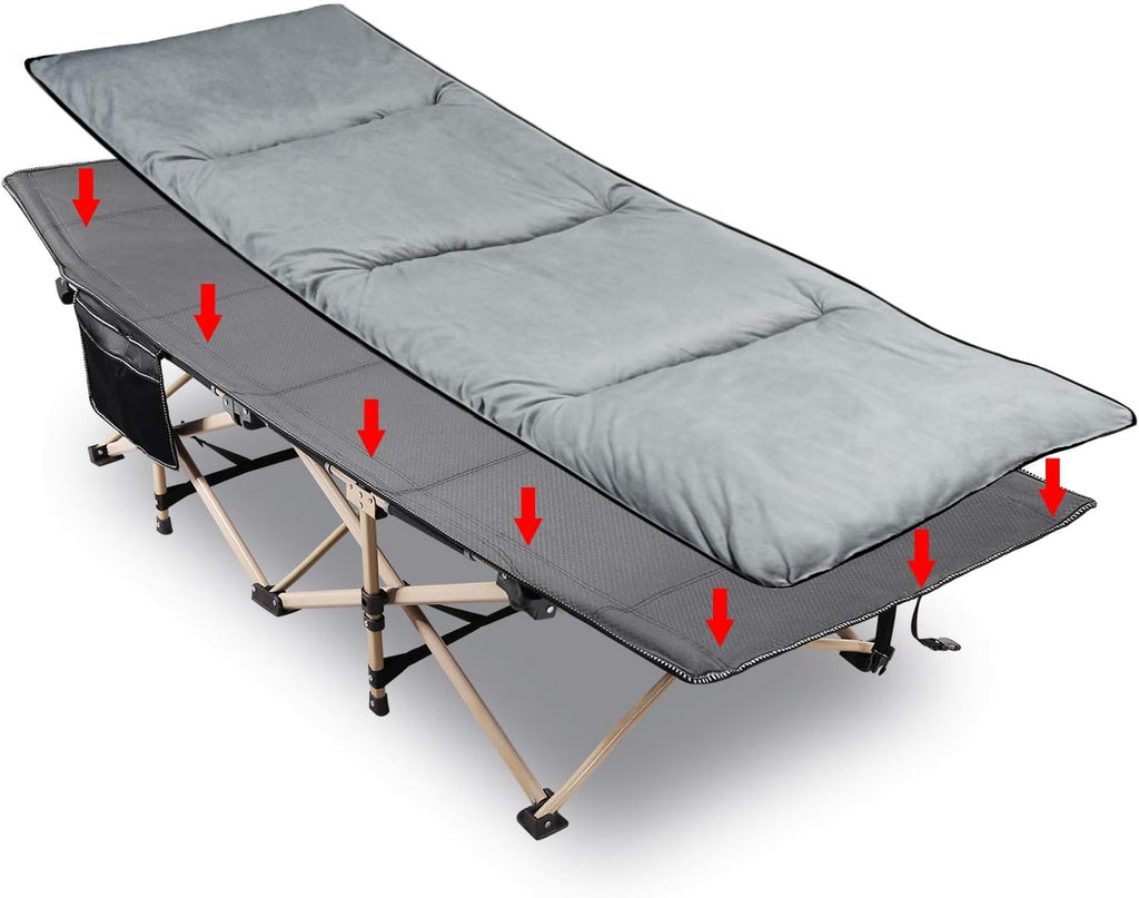 Blue Folding Camping Cot with Pad and Carry Bag T614