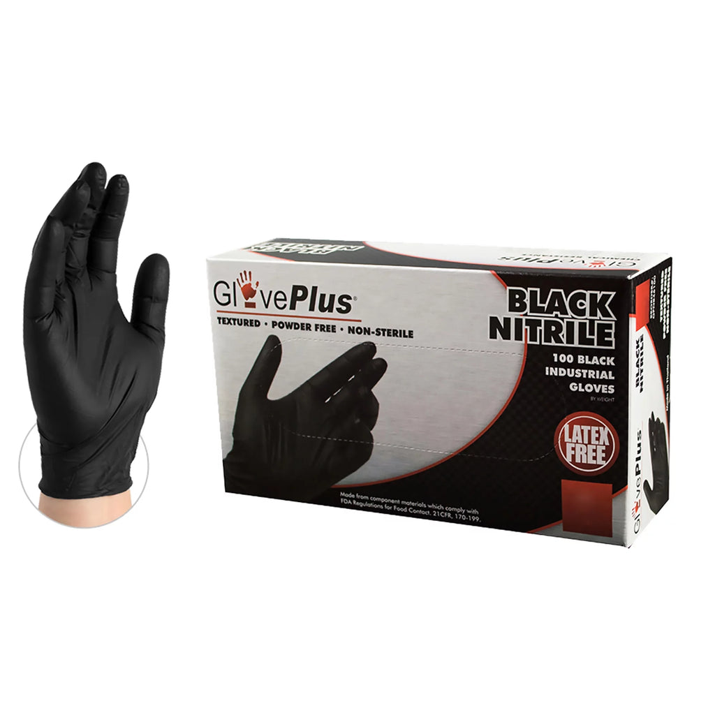 Large Black Nitrile Industrial Gloves, 1000 Per Case Z593138