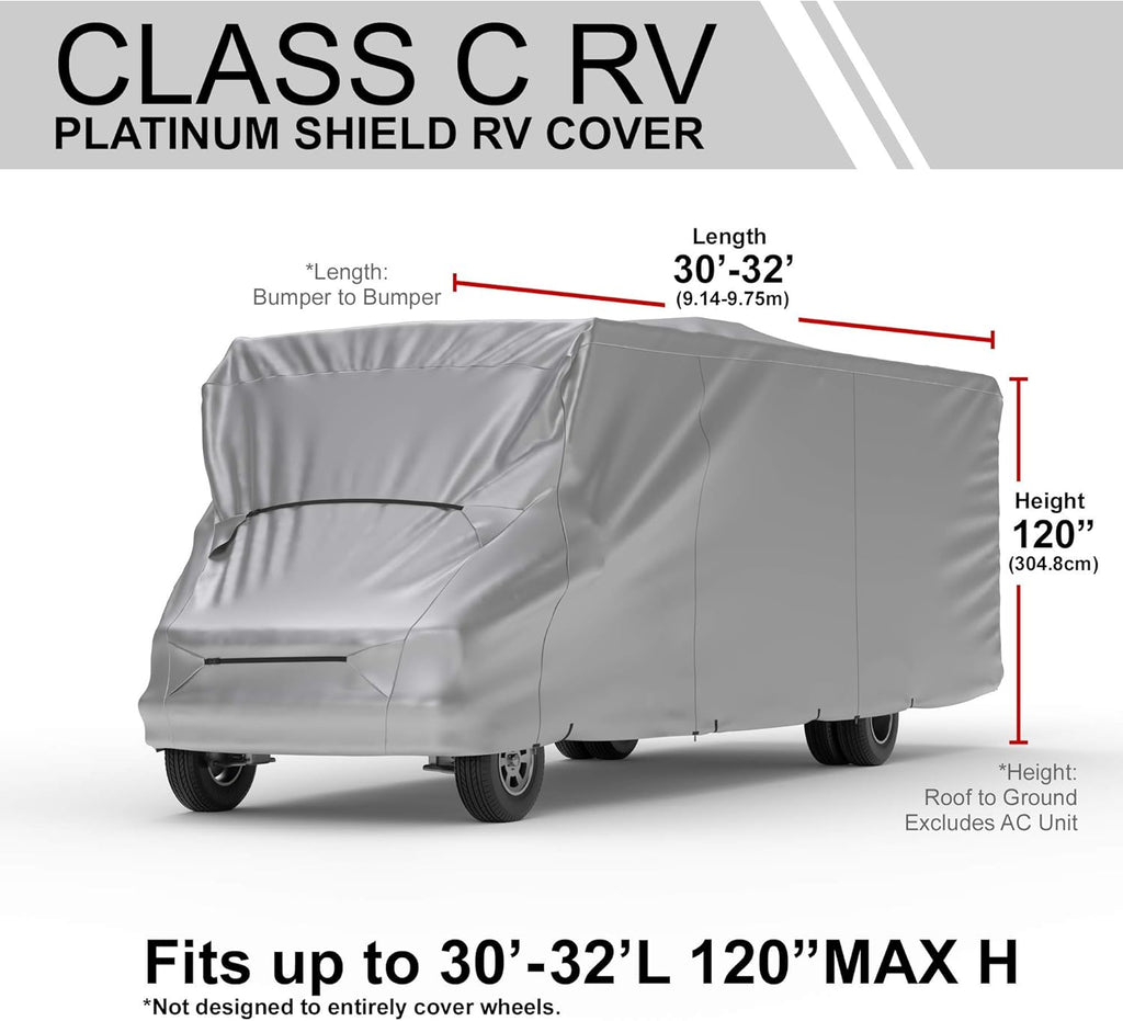 Weatherproof RV Cover for 32' - 34' Class C RV with Fleece Lining N1142