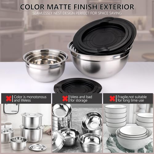 26 PCS Stainless Steel Nesting Black Mixing Bowls Set L87092