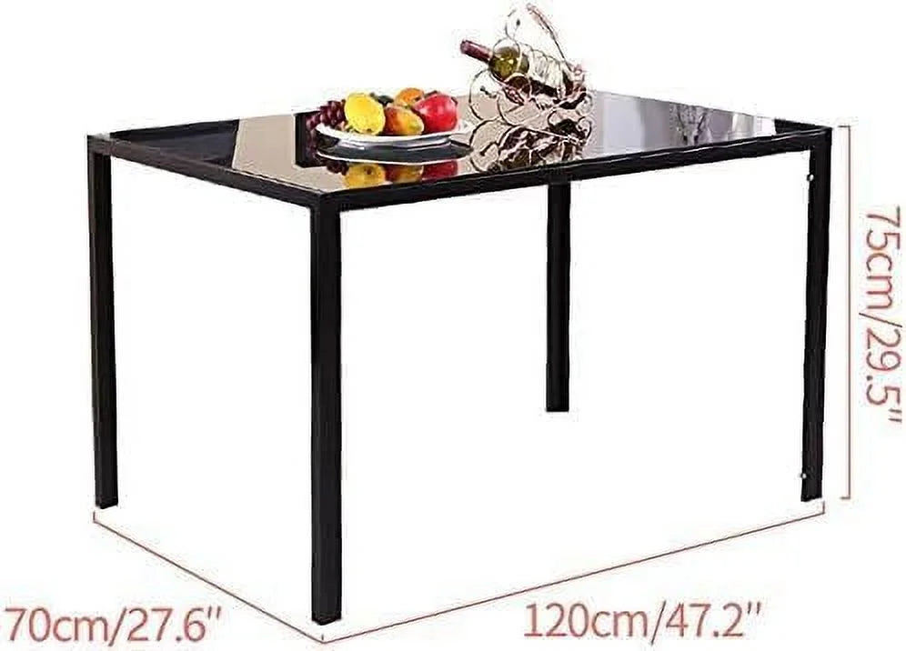 Grey Tempered Glass Dining Table Set with 2 White Faux Leather Chairs H67282