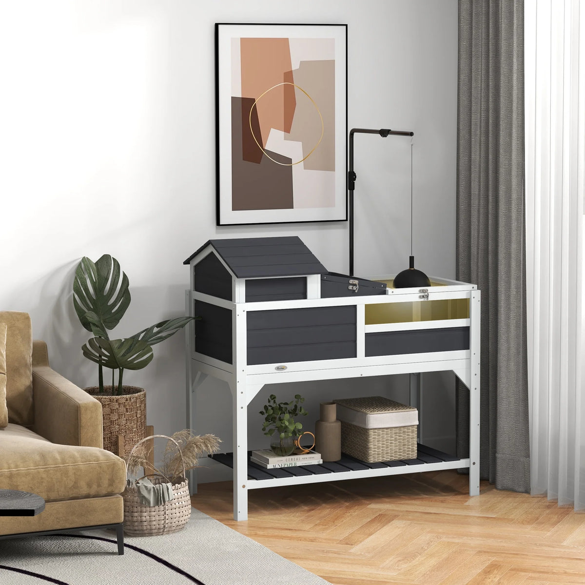 Gray Tortoise Habitat with Adjustable Lamp Holder T902656