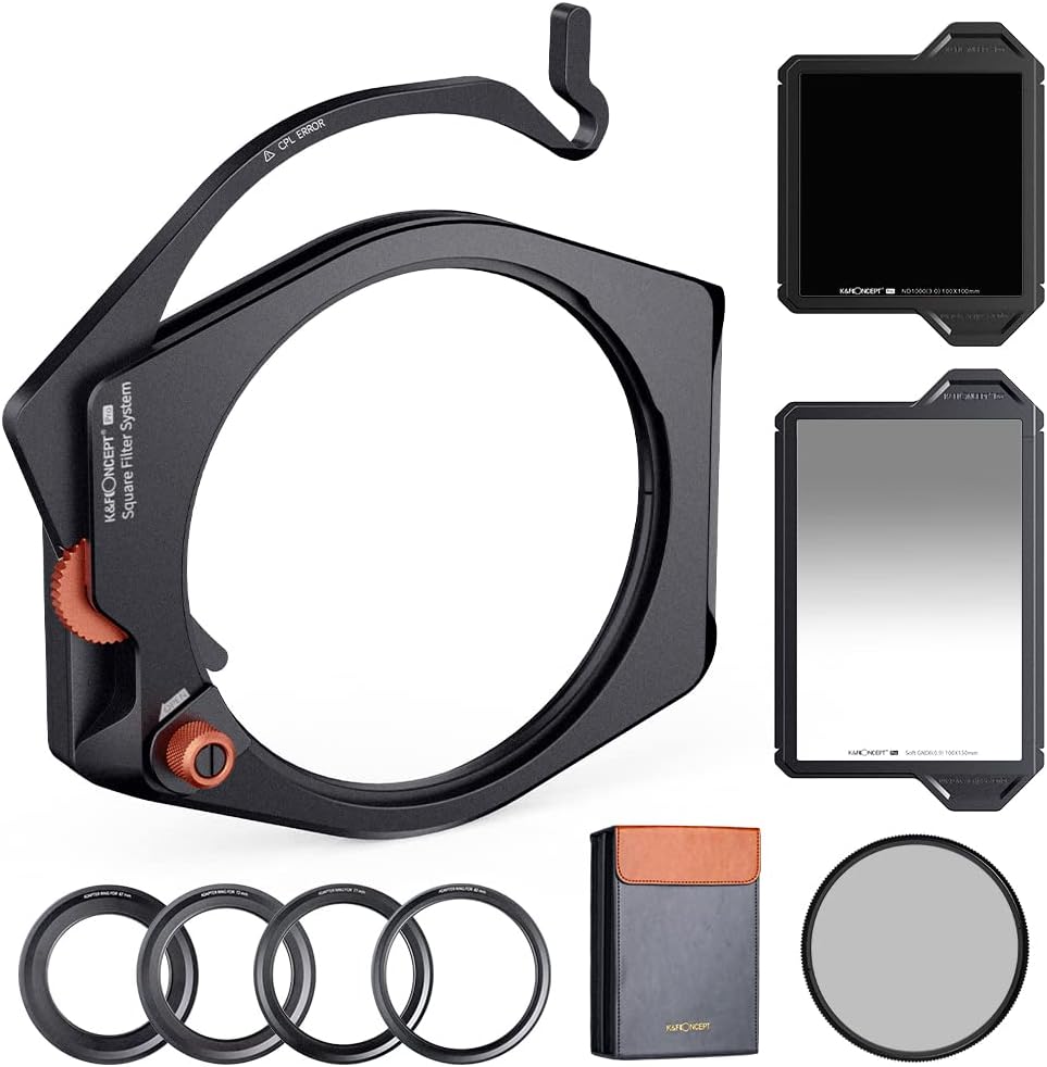 Square Filter Holder System Kit with 95mm Circular Polarizer, Square GND8 Filter, ND1000, and 4 Filter Adapter Rings S1725