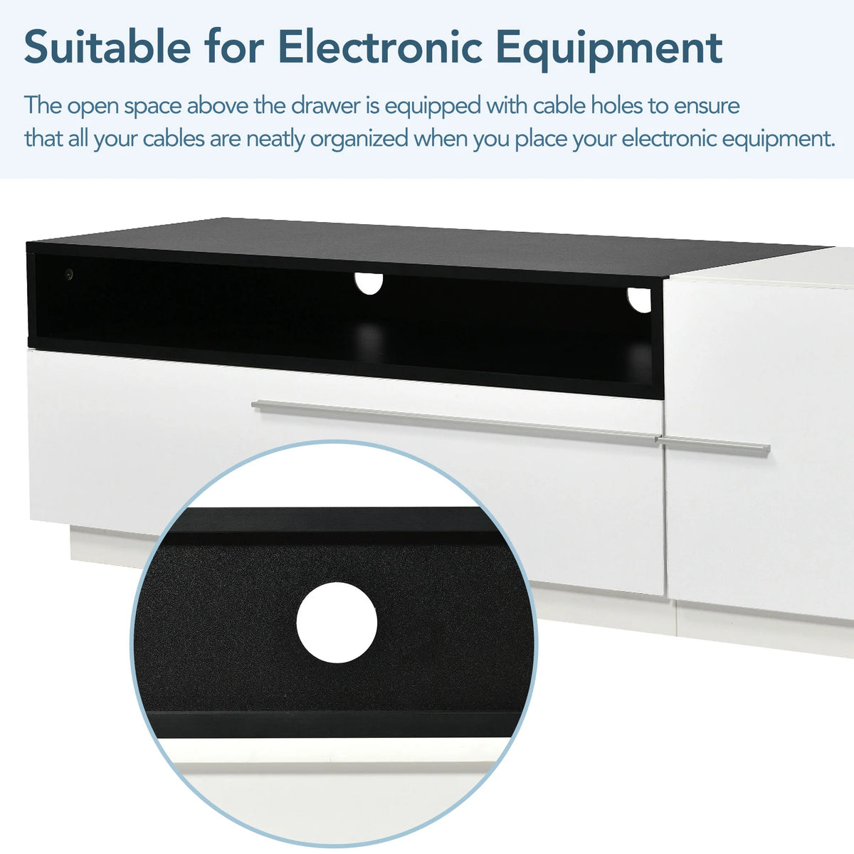 White High Gloss TV Stand with Storage Drawer Y301