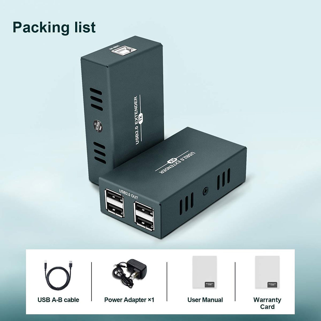 USB Extender 165ft Kit with 4 USB 2.0 Hub, Over Ethernet Cat5e/6/7 R884