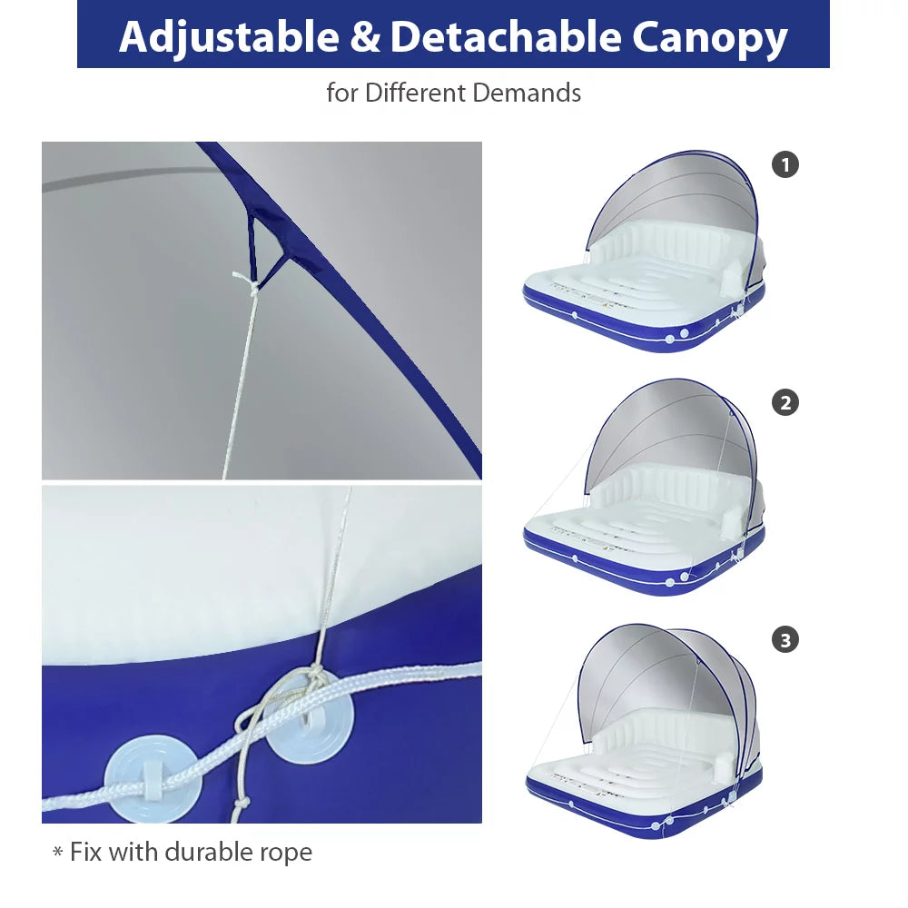 Inflatable Pool Float 2-3 Person with Canopy and Cup Holder B619
