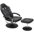 Black PU Leather Swivel Recliner with Ottoman W9437