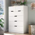 White 6 Drawer Wood Dresser V9709