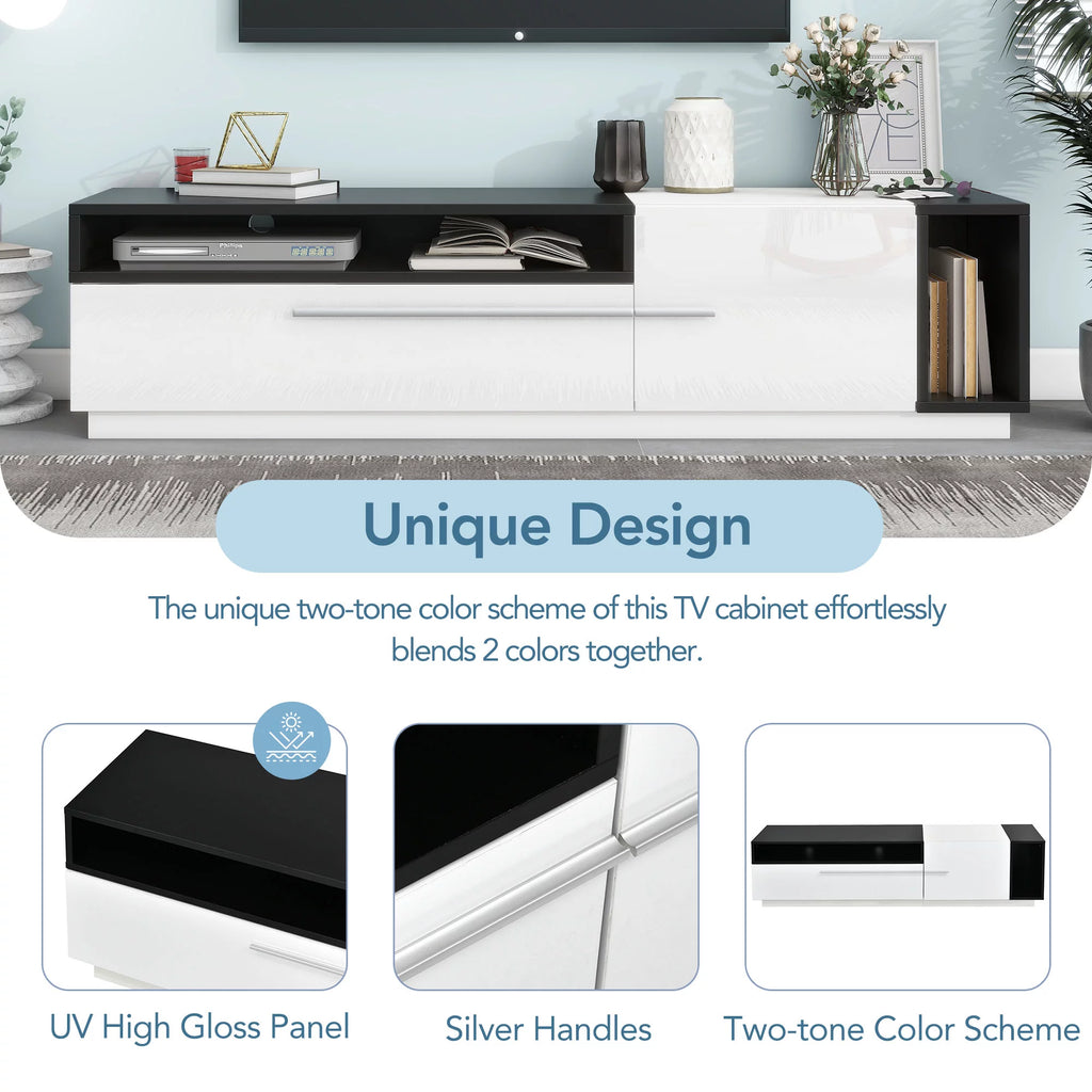 White High Gloss TV Stand with Storage Drawer Y301
