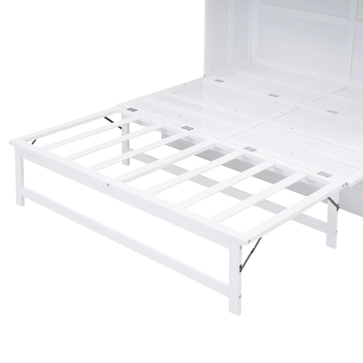 White Queen Size Murphy Bed with Charging Station and Shelf O797
