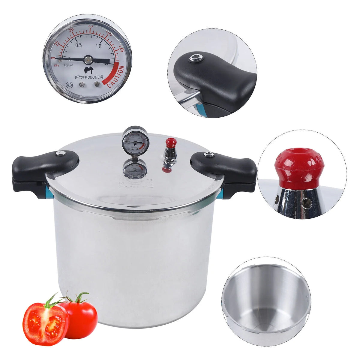 22L Explosion-proof Aluminium Pressure Cooker Canner Pot B5933
