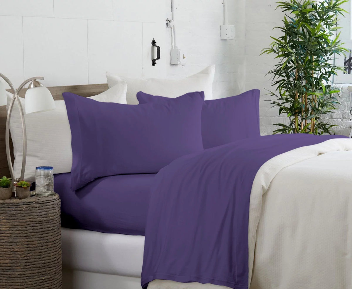 4-Piece Cotton Blend Jersey Knit Sheet Set F961