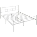 Queen Metal Platform Bed with Spindle Headboard and Footboard, White L579