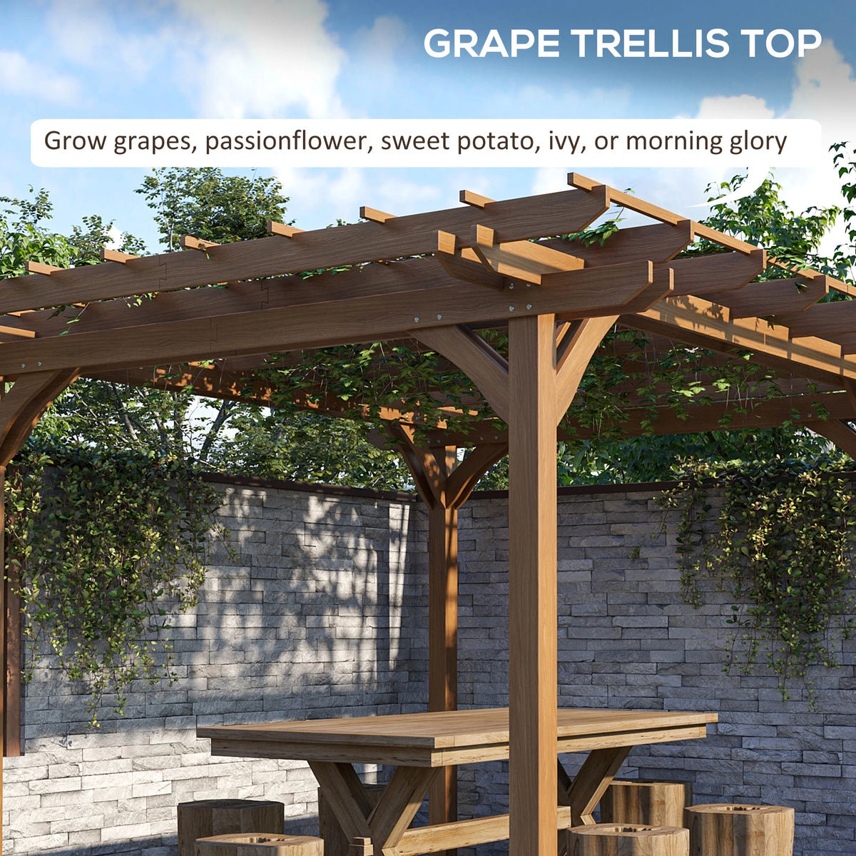 12' x 10' Wooden Pergola Outdoor Gazebo U61437