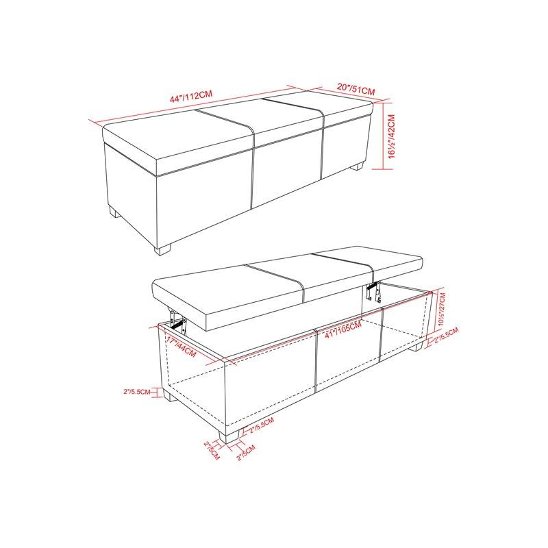 Black Rectangular Lift Top Storage Ottoman J59738