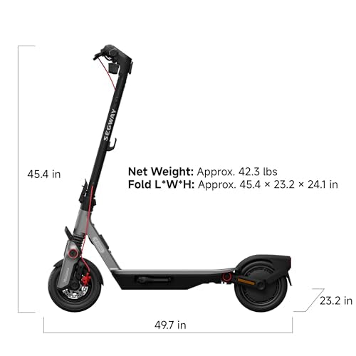 Electric Scooter, 20 MPH, 44-Mile Range, Self-Sealing Tubeless Tires, Front Hydraulic & Rear Elastomer Suspension E4622