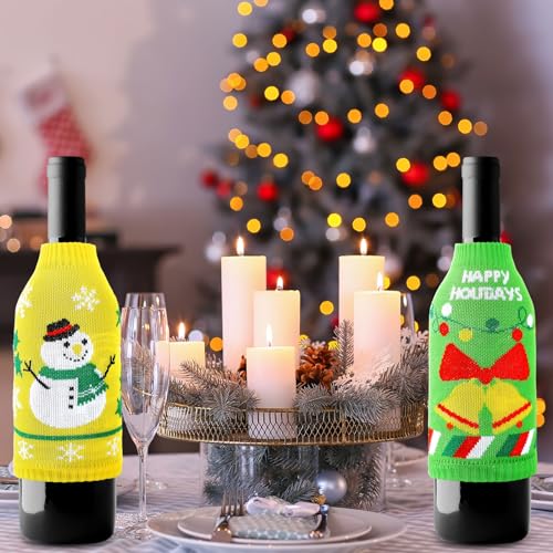 18 Pcs Christmas Knit Bottle Covers Thermocoolers for Cans Soda Beverages R10336