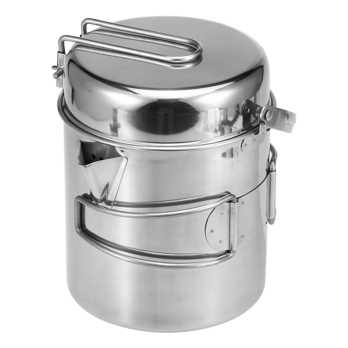 Stainless Steel Camping Pot with Foldable Handle, 1L Capacity K7951