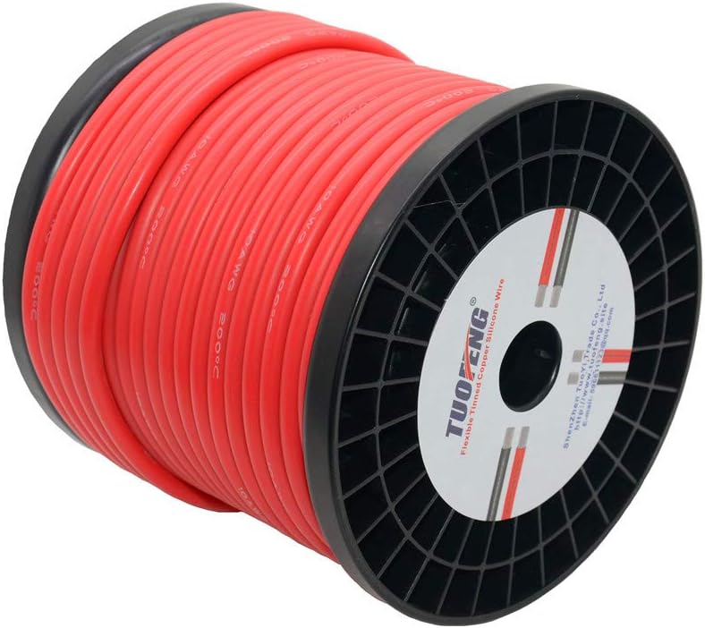 10 AWG Silicone Wire 90 Feet Red Stranded Tinned Copper Wire, Pack of 2 D797125