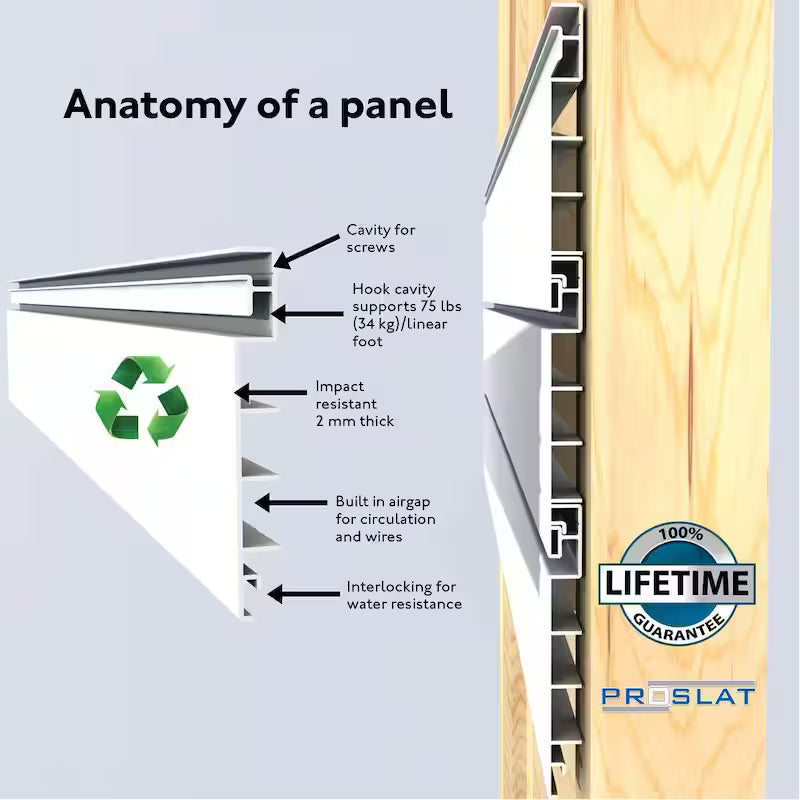 PVC Slat Wall Panel Set Sandstone 4 panel pack N948057