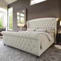 Black Velvet Queen Size Upholstered Platform Bed Frame F420104