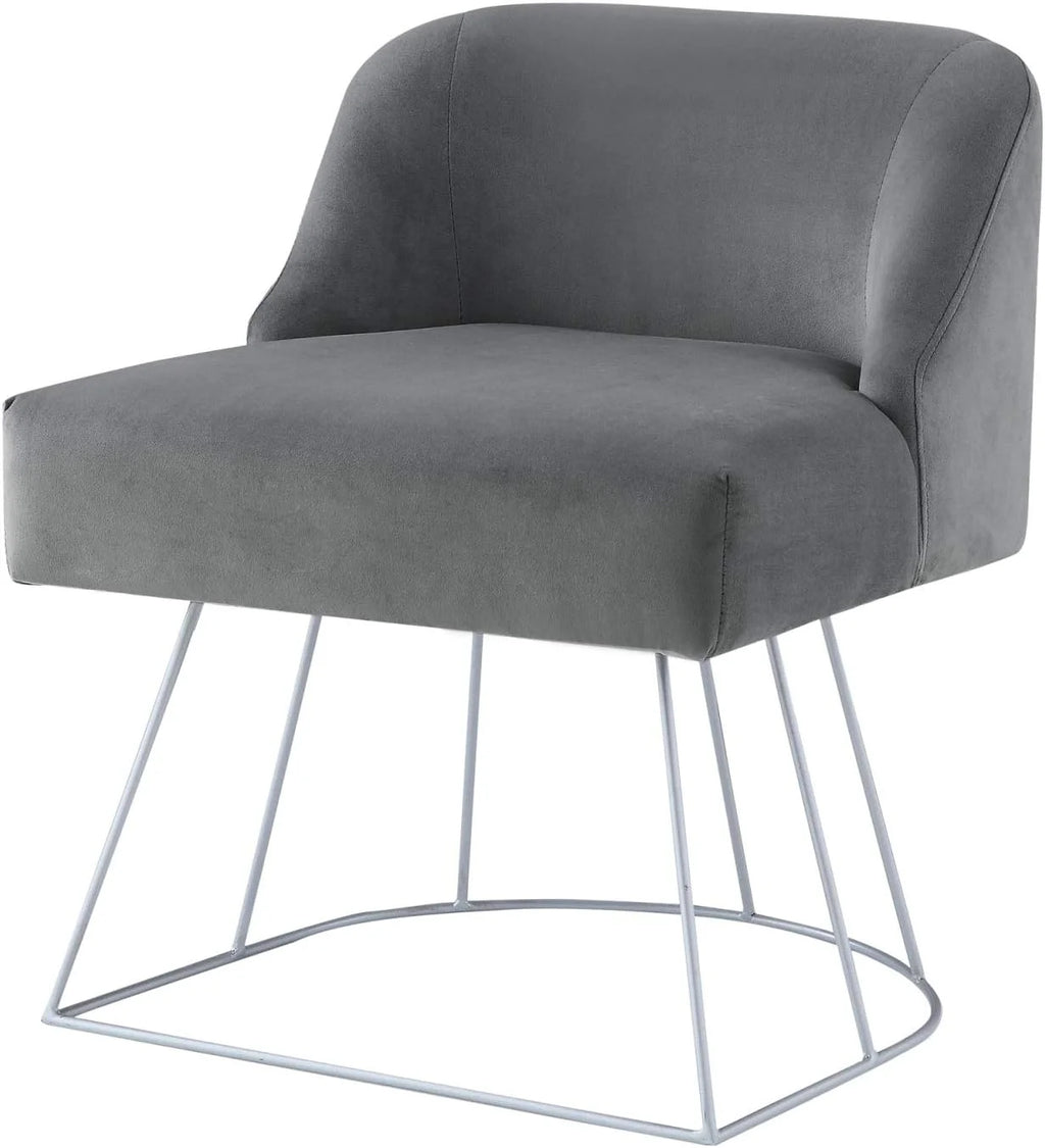 Grey Velvet Vanity Stool C346