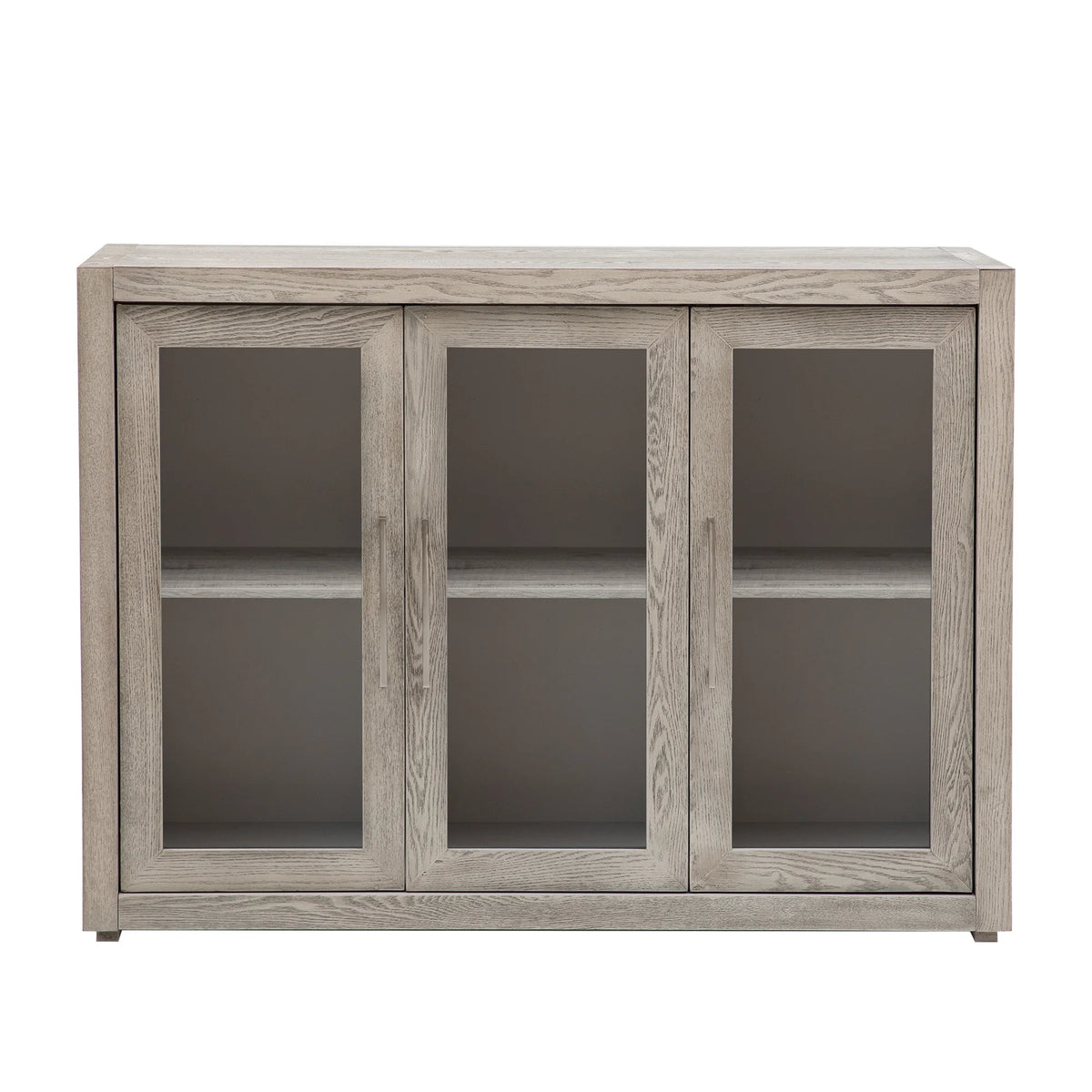 Wood Storage Cabinet with Three Tempered Glass Doors and Adjustable Shelf O434074
