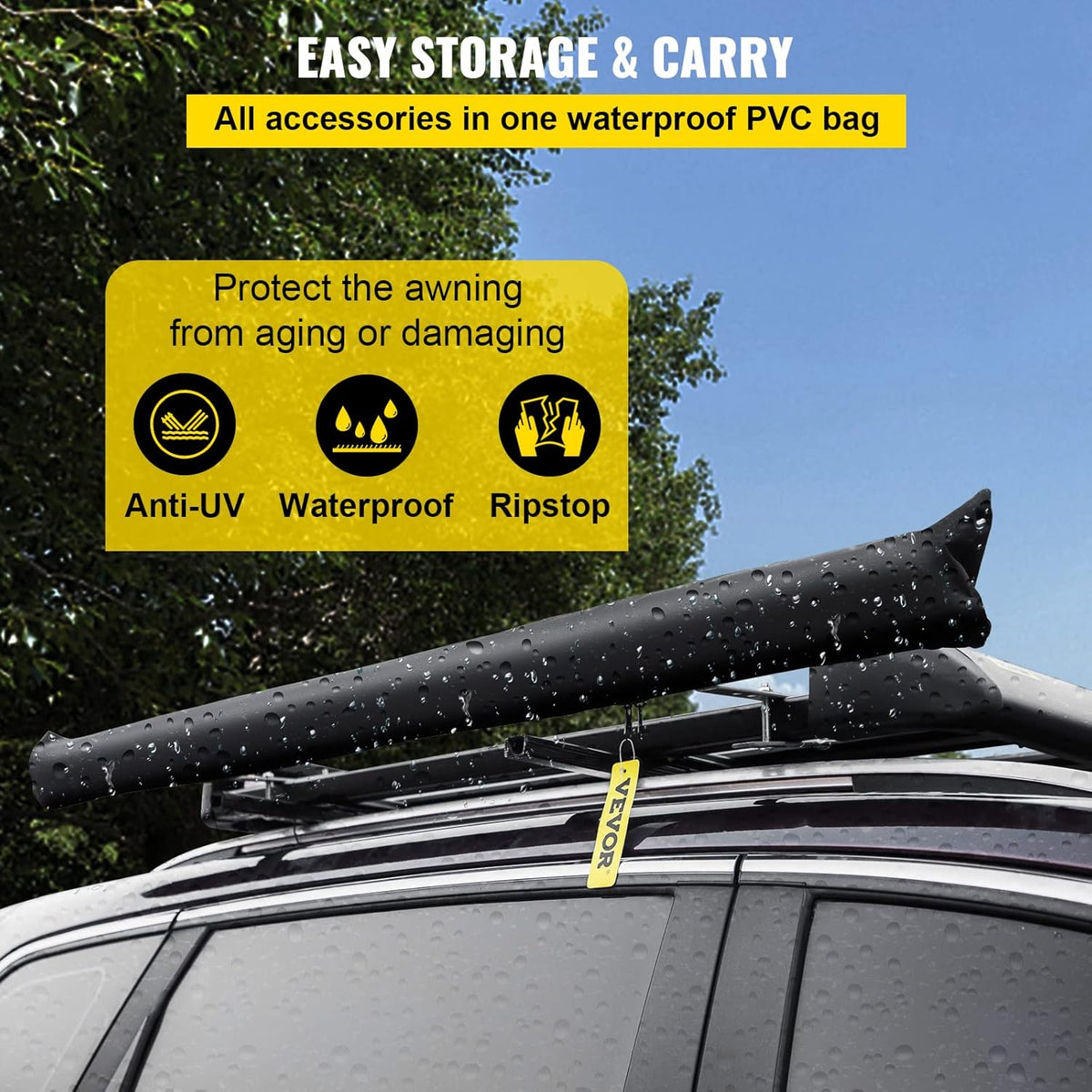 Grey 6'x6' Retractable Vehicle Awning with Carry Bag Q65301