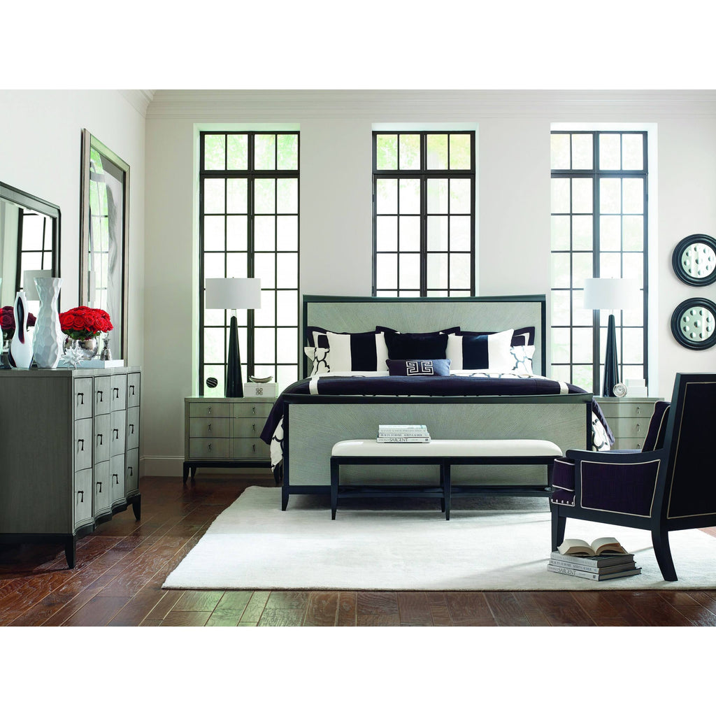 3 Drawer Night Stand in Platinum & Black Tie Wood V5381