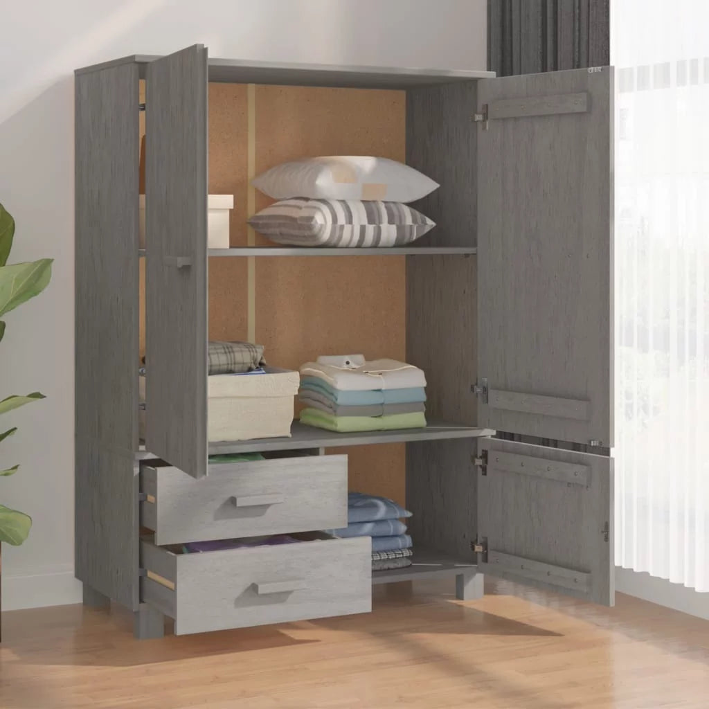 Light Gray Solid Wood Pine Wardrobe M138