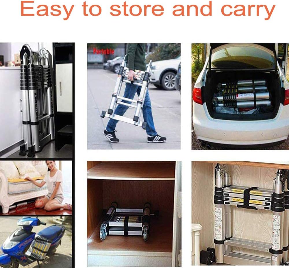 16.5FT/5M Telescopic Aluminum Extension Ladder with Slip-Proof Feet S625