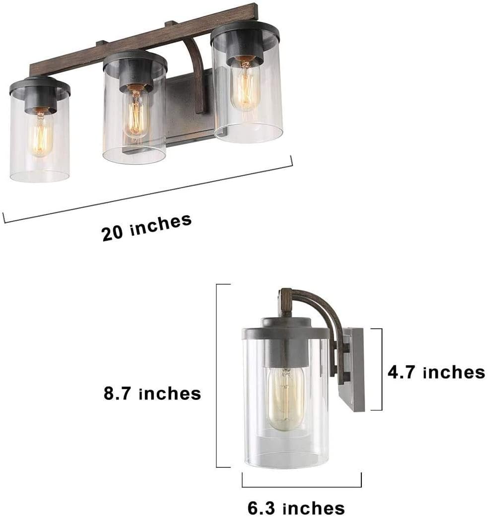 3-Light Clear Glass Shade Wall Lamp O119386