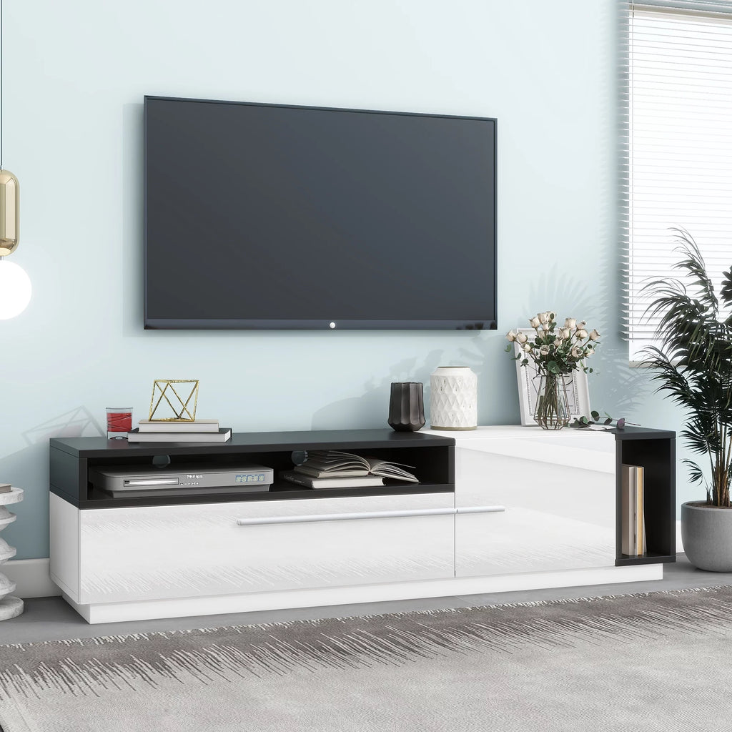 White High Gloss TV Stand with Storage Drawer Y301