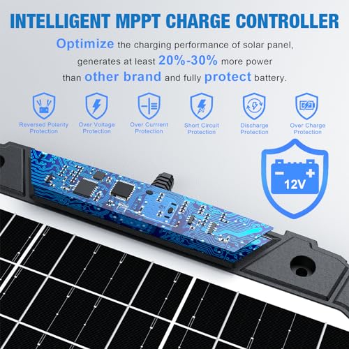 25 Watt 12 Volt Solar Panel Battery Charger with MPPT Charge Controller F554646