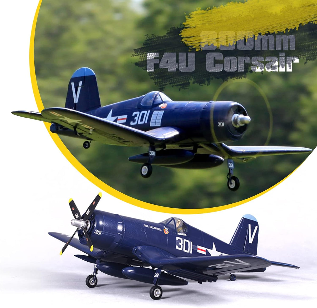 Blue 800mm F4U Corsair RC Airplane PNP R110370