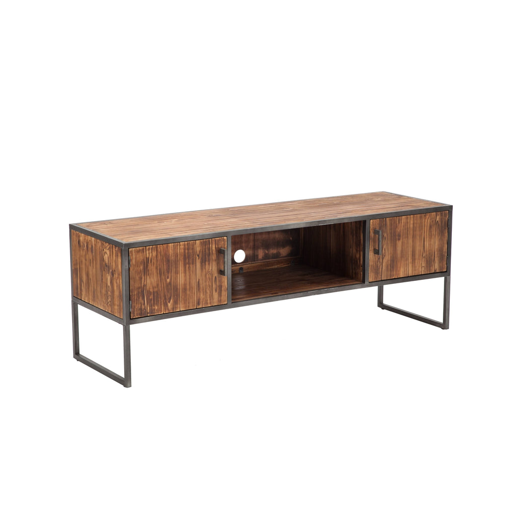 Natural Wood and Metal Media Console L74343