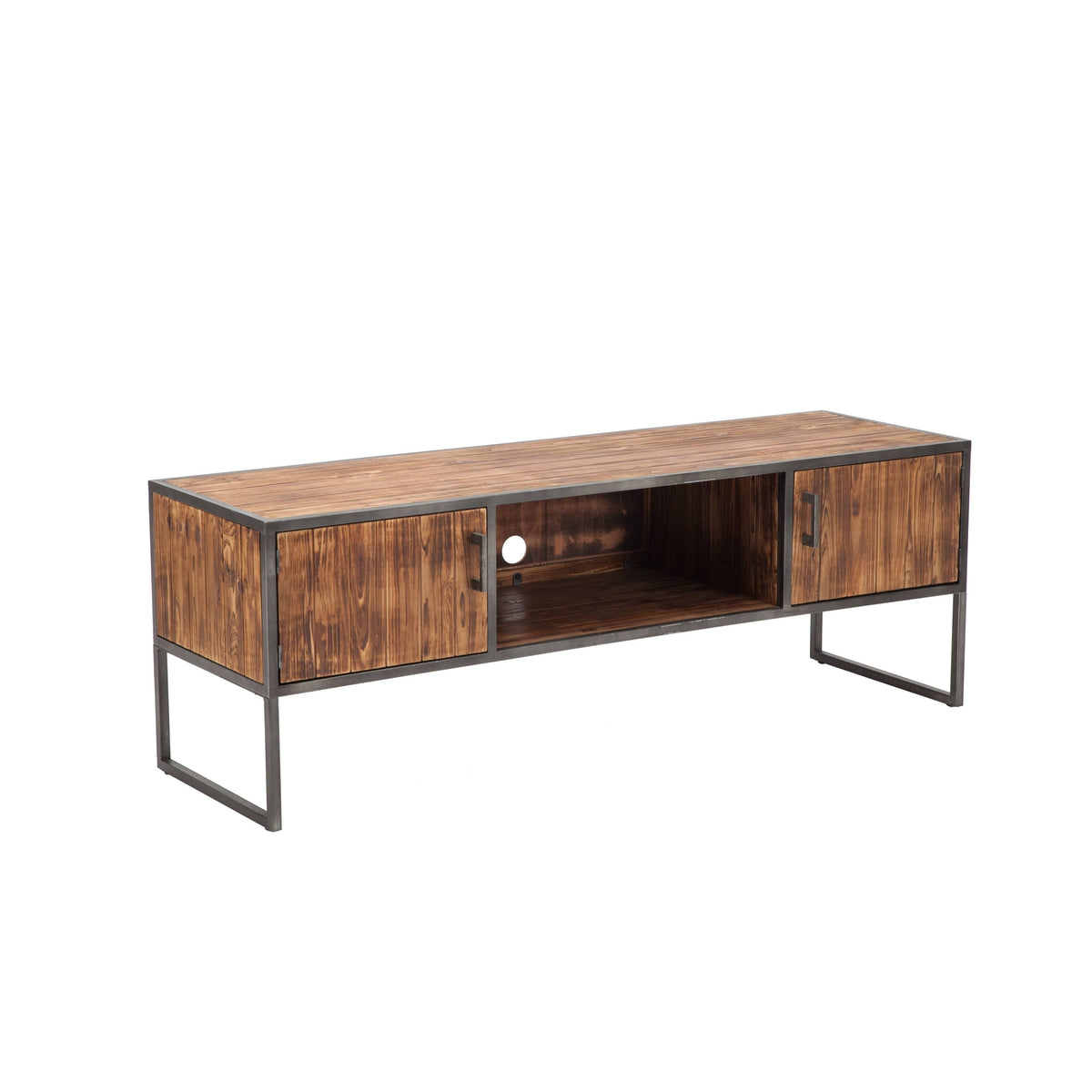 Natural Wood and Metal Media Console L74343