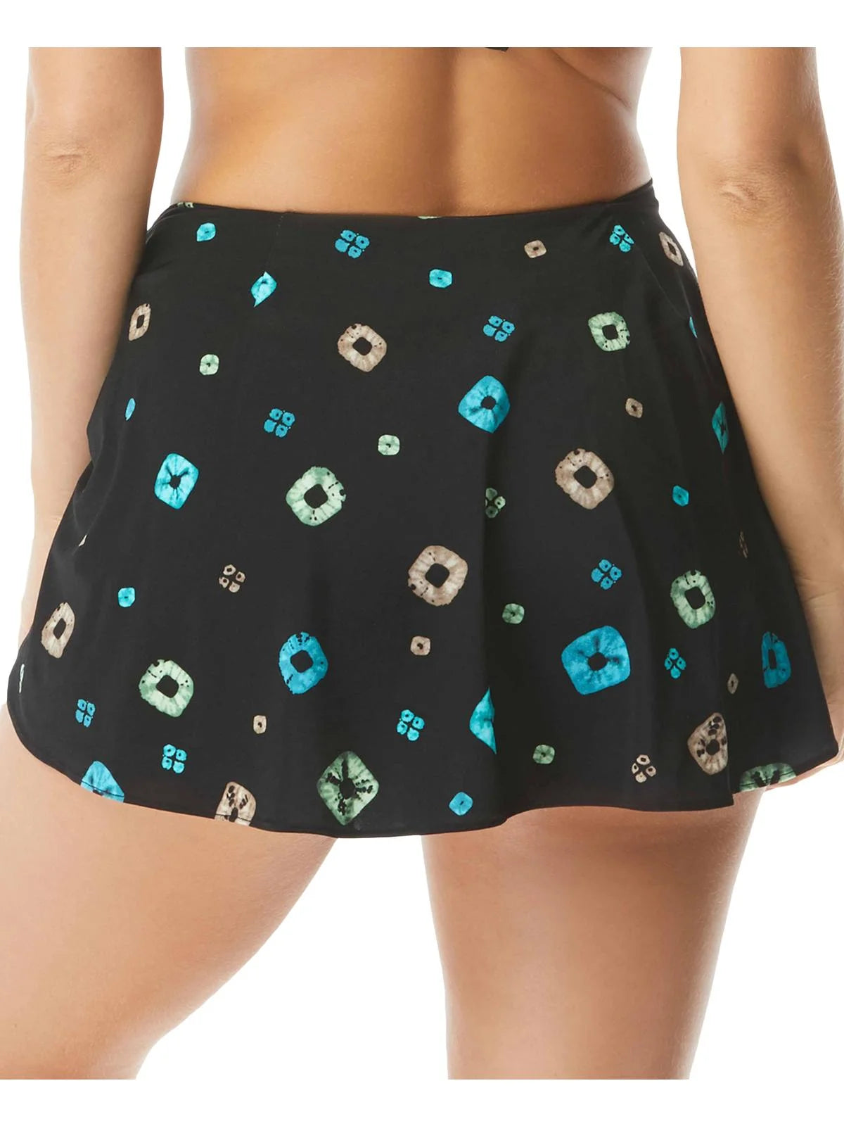 Black Printed Side Tie Swim Skirt Y80700