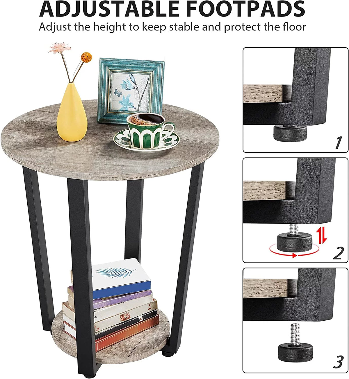 Round 2 Tier Side Table with Storage K1276