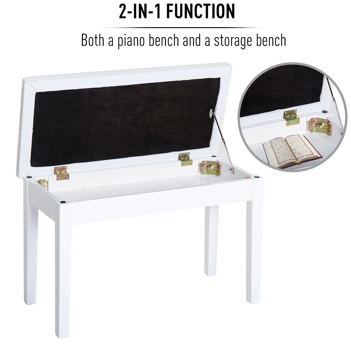 Birchwood Faux Leather Padded 2 Person Piano Bench N706593