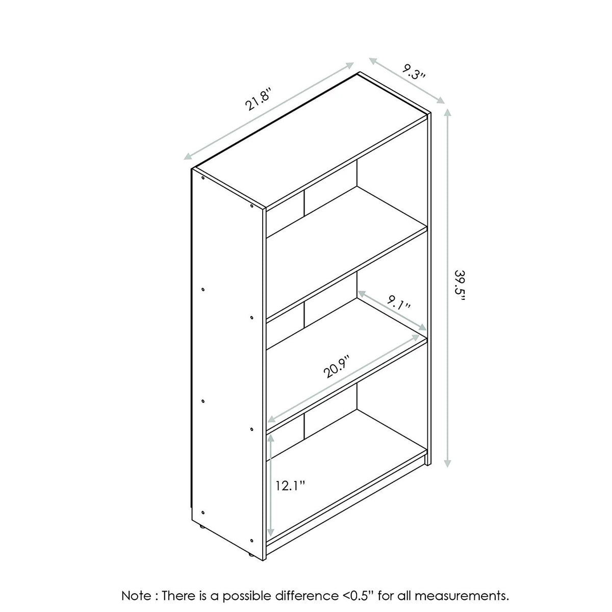3-Tier Sonoma Oak Bookcase Storage Shelves P46955
