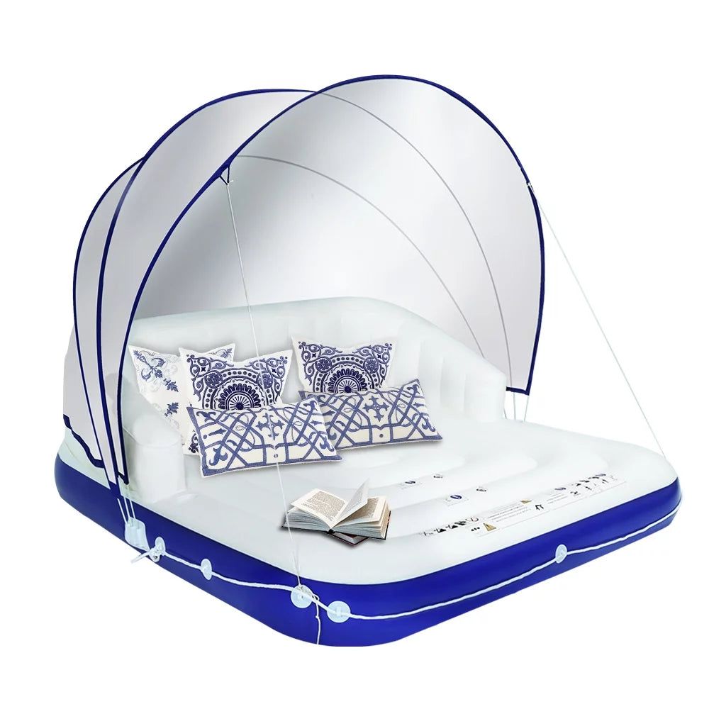 Inflatable Pool Float 2-3 Person with Canopy and Cup Holder B619