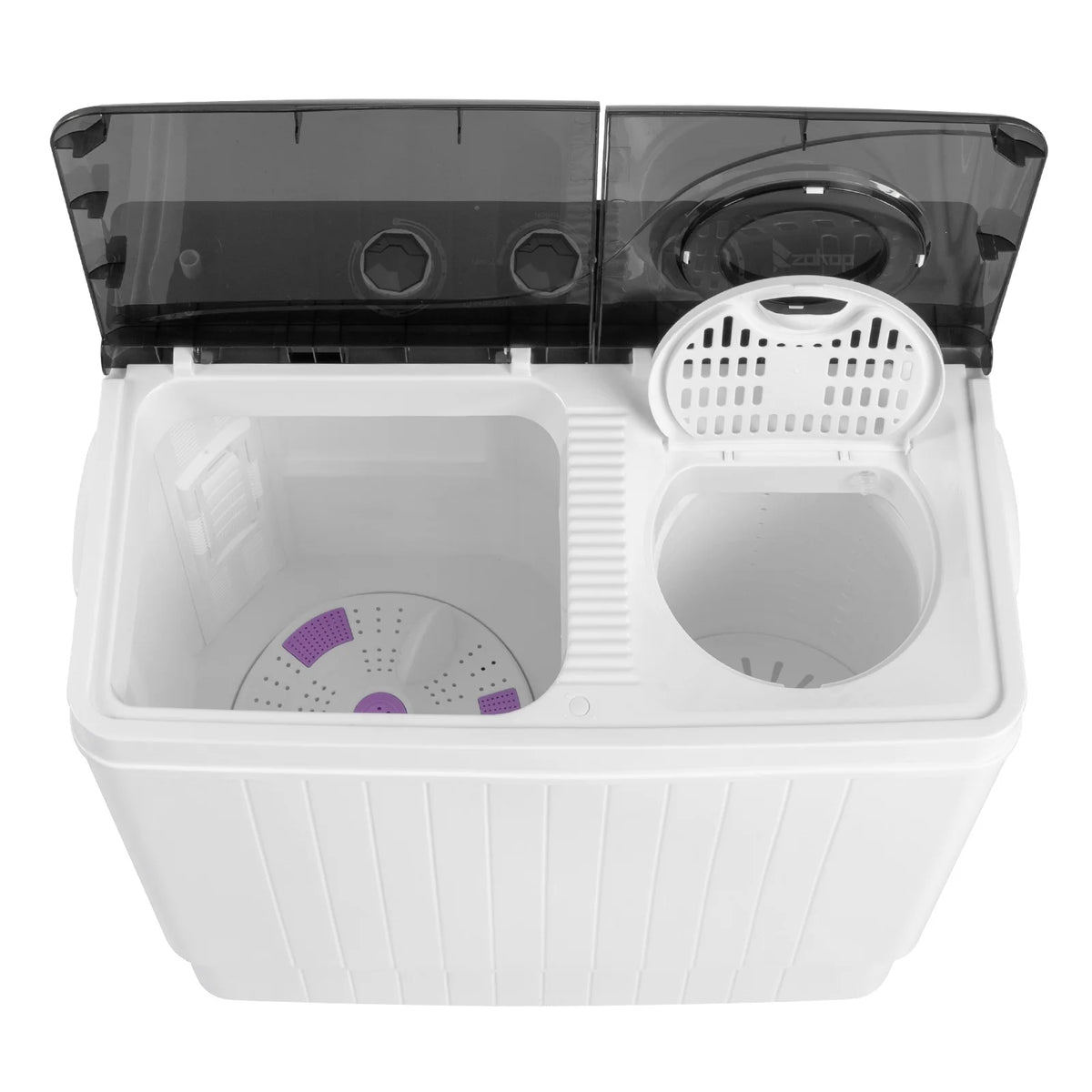 Semi-automatic Twin Tub Washing Machine with Built-in Drain Pump, White&Black S817