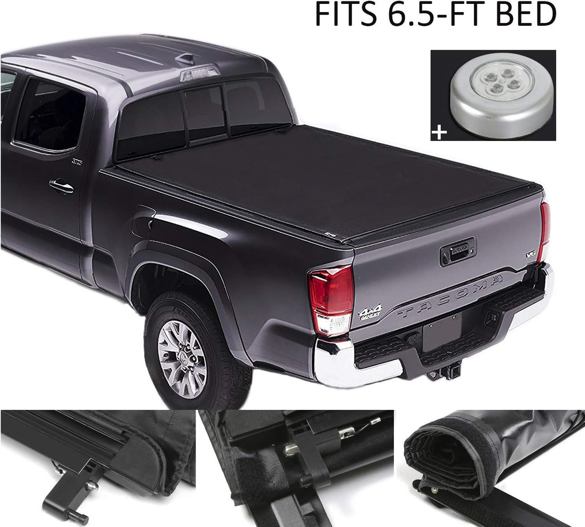 Tonneau Cover with LED Lamp for 6.5FT Soft Quad-Fold F662