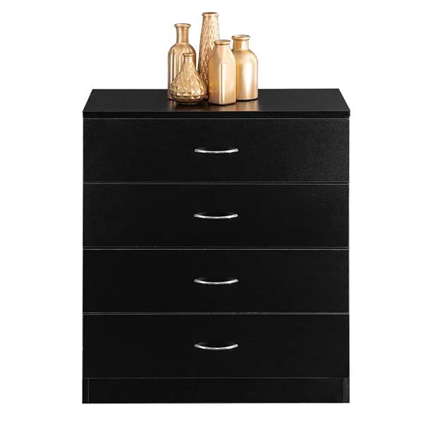 Black 4 Drawer Bedside Table A189