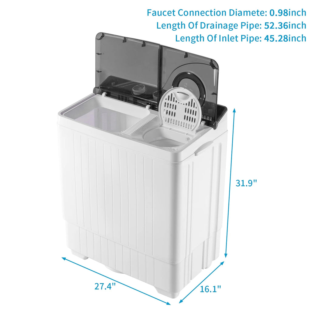 Semi-automatic Twin Tub Washing Machine with Built-in Drain Pump, White&Black S817