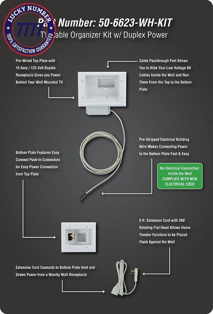 Flat Panel TV Cable Organizer Kit with Power Solution B28772