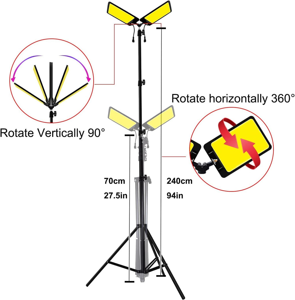 11200 Lumen Dual-Head Portable Tripod LED Work Light with Handbag F444083
